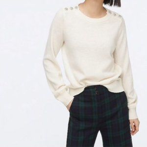 J. Crew Crewneck Lambswool Sweater w/Jewel Buttons